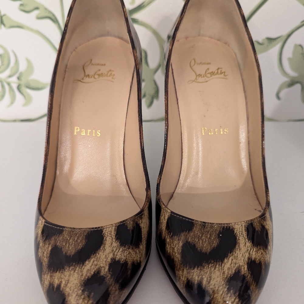 Christian Louboutin Fifi 120 Patent Leopard Pumps - Picture 4 of 6